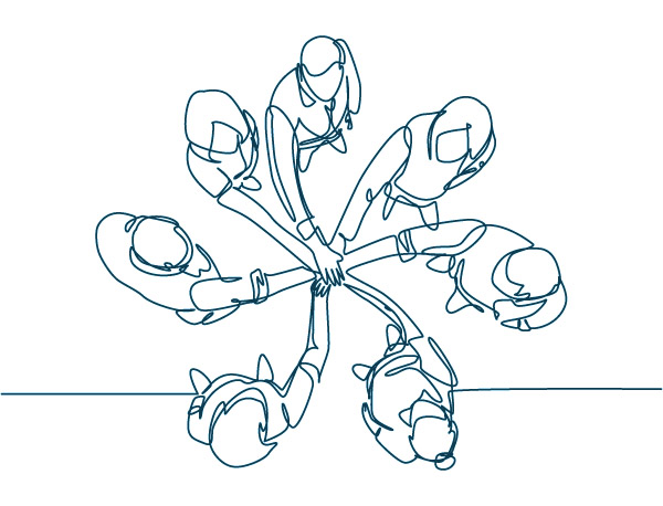 People with hands in a circle